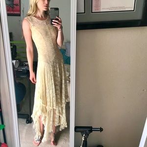 Free people boho lace cream colored dress, size M